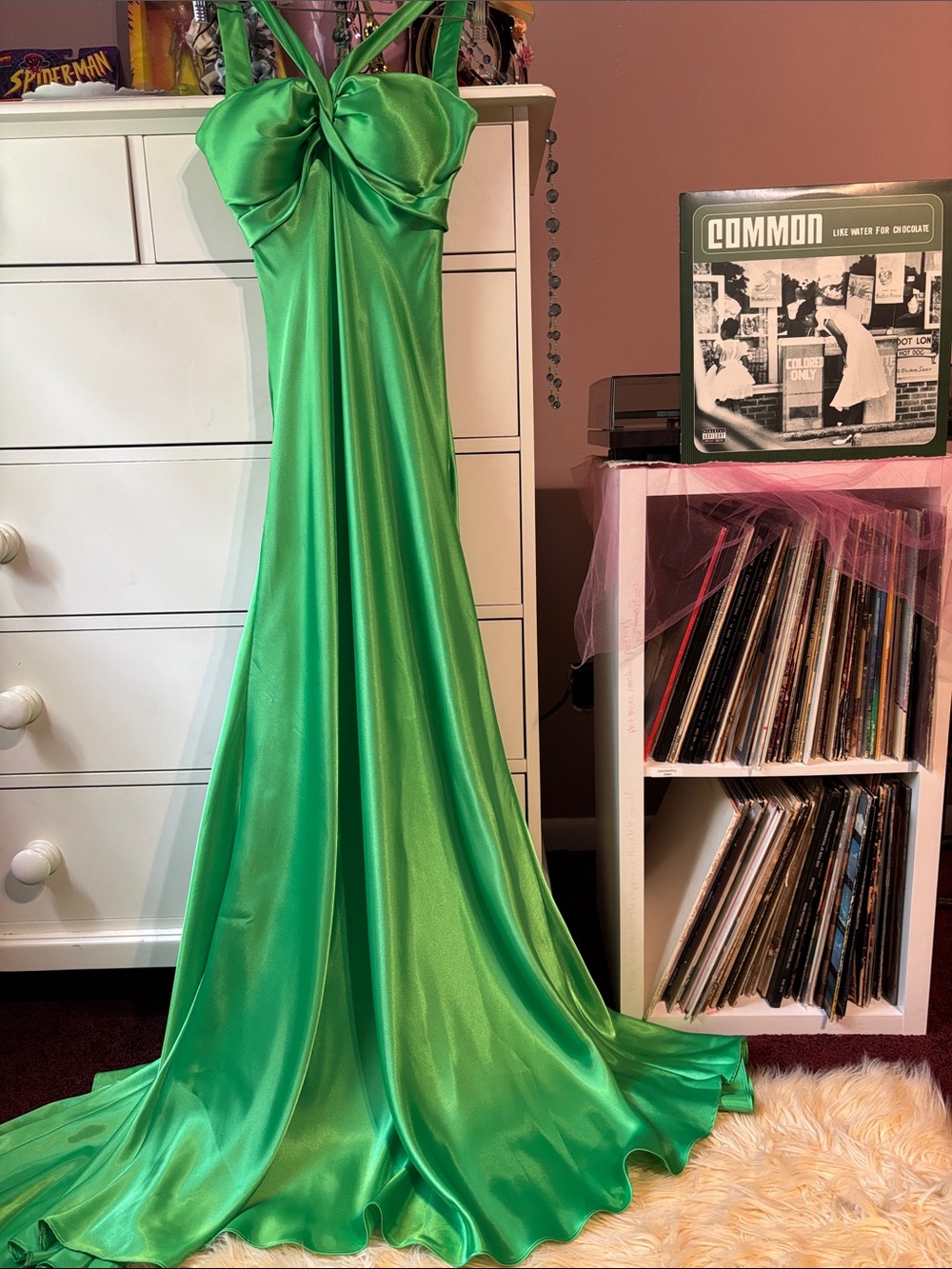 Vintage Y2K Zum Zum Lime Green Evening Prom Party Formal Gown Gala Maxi Long 90’